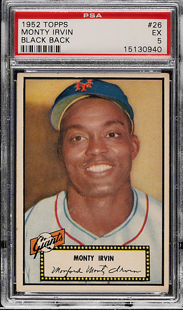 1952 Topps #26 Monty Irvin Black Back PSA EX 5