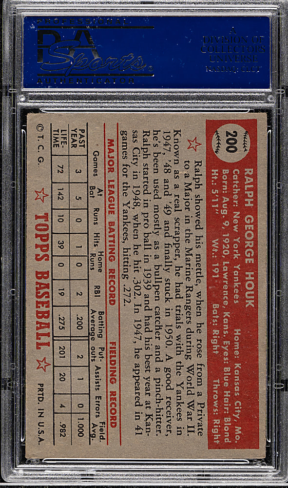 1952 Topps #200 Ralph Houk PSA EX 5