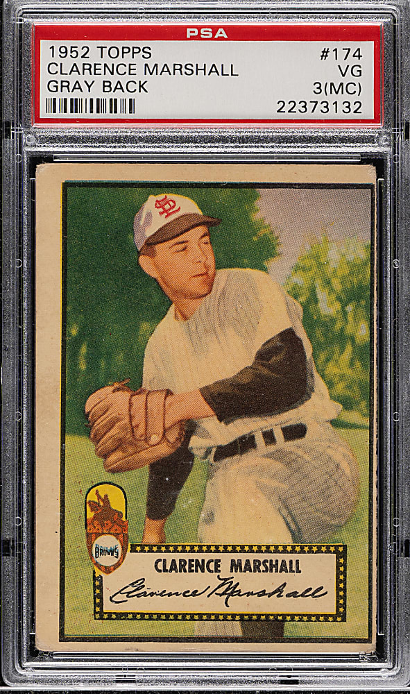 1952 Topps #174 Clarence Marshall PSA VG 3 (MC) - "Canadian" Gray Back
