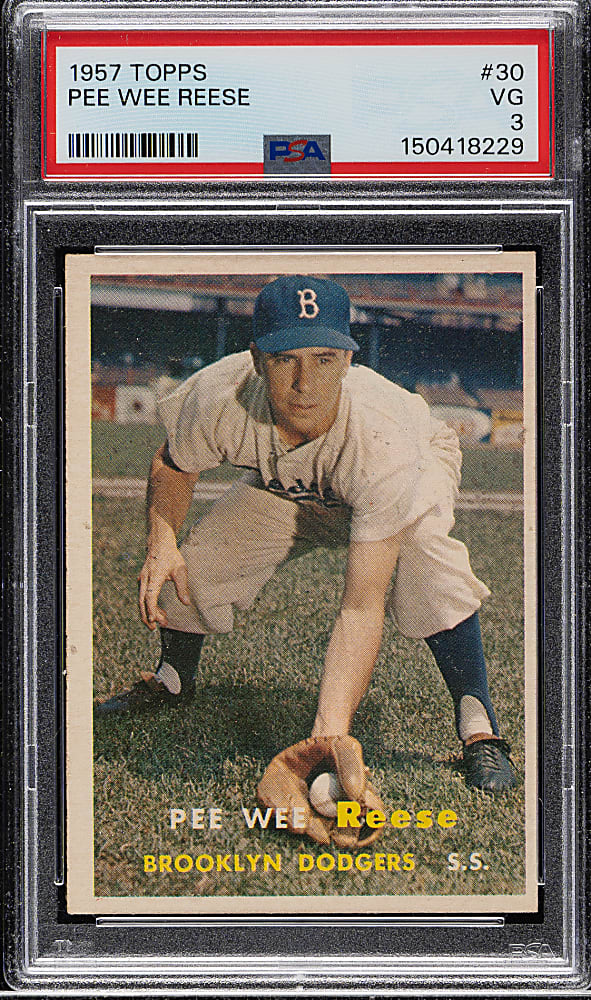 1957 Topps #30 Pee Wee Reese PSA VG 3