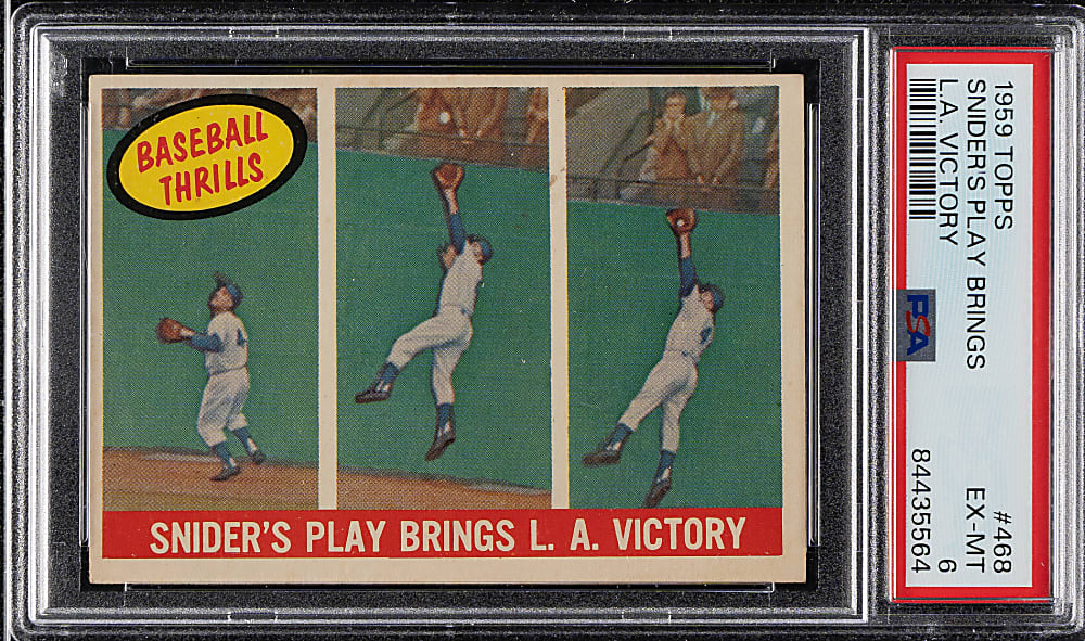 1959 Topps #468 Snider's Play Brings L.A. Victory PSA EX-MT 6