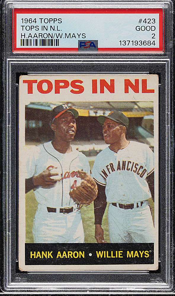 1964 Topps #423 Tops In N. L. with Hank Aaron and Willie Mays PSA GOOD 2