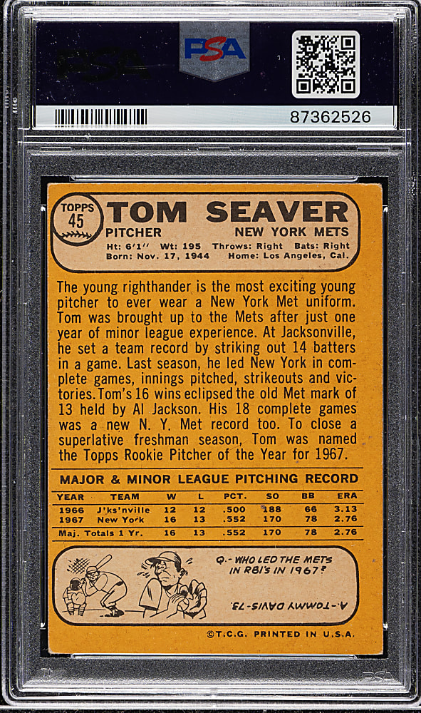 1968 Topps #45 Tom Seaver PSA VG 3