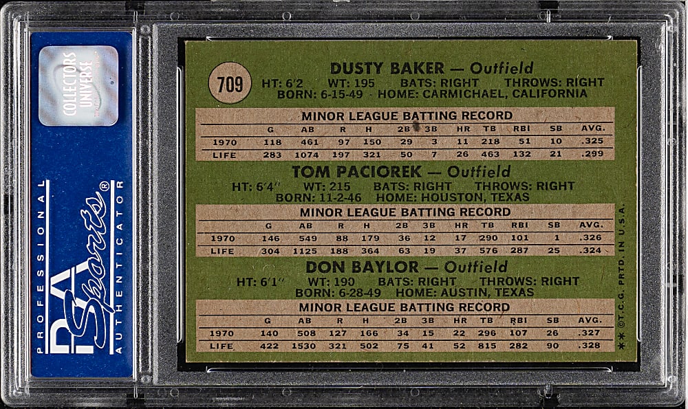 1971 Topps #709 Dusty Baker/Don Baylor Rookie PSA EX-MT 6