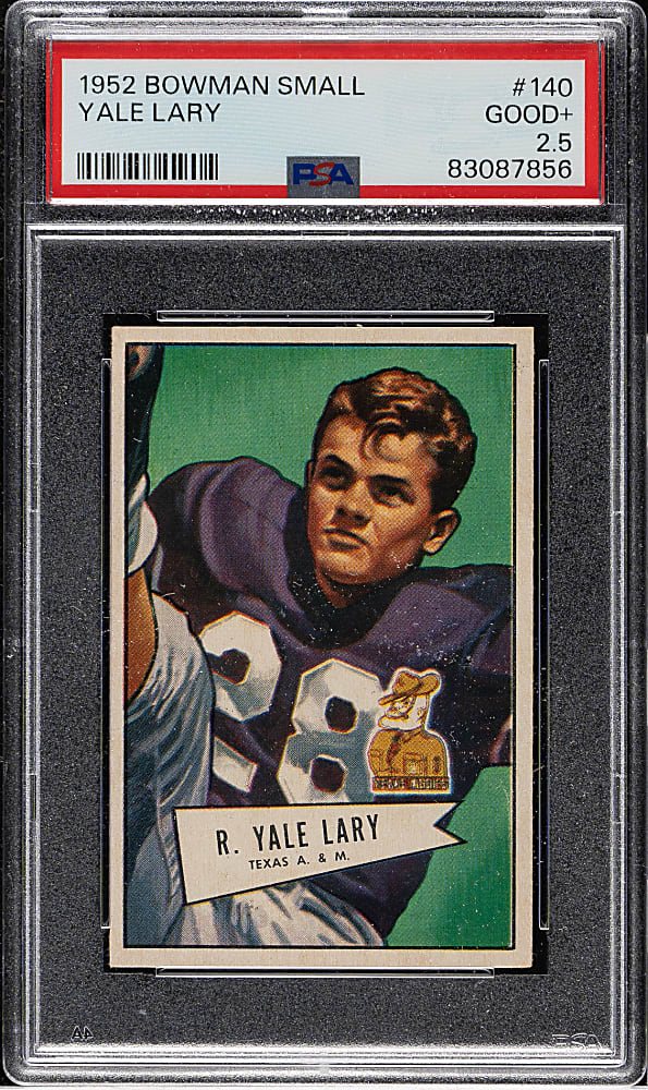 1952 Bowman Small Football #140 Yale Lary PSA GOOD+ 2.5