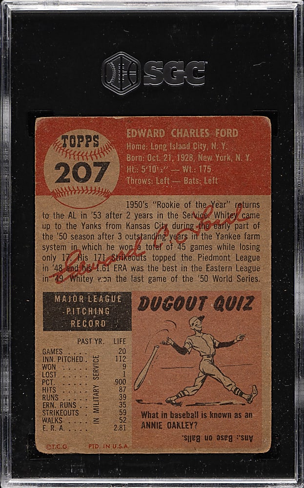 1953 Topps #207 Whitey Ford SGC VG 3