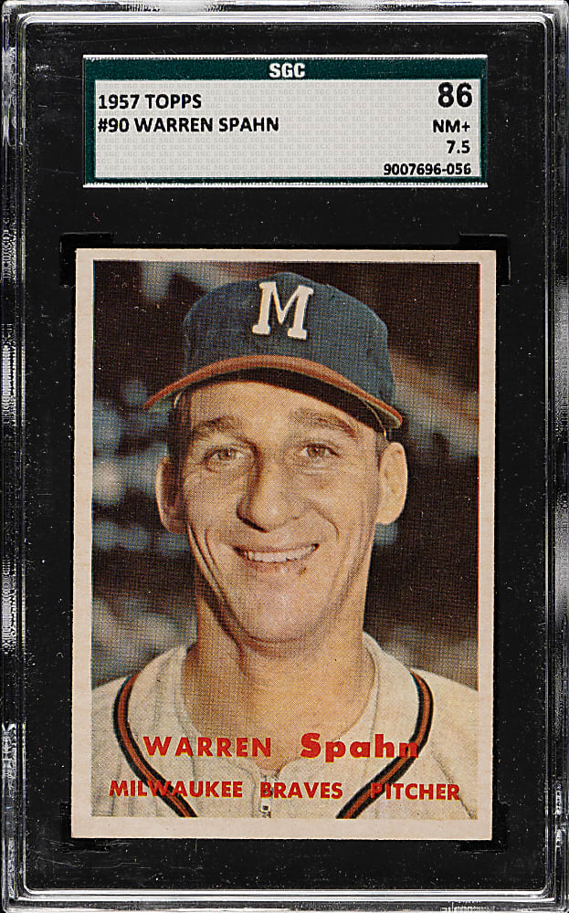 1957 Topps #90 Warren Spahn SGC NM+ 86