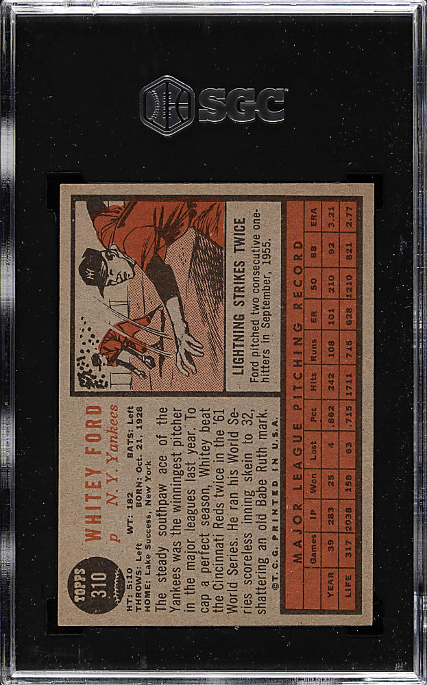 1962 Topps #310 Whitey Ford SGC EX/NM 6