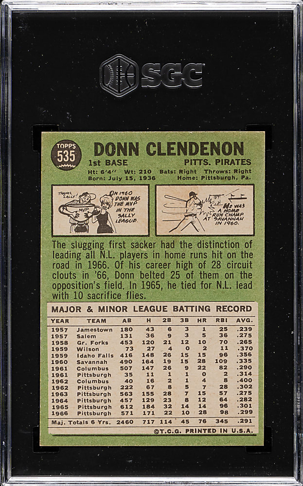 1967 Topps #535 Donn Clendenon SGC NM 7