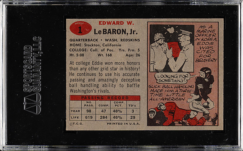 1957 Topps #1 Eddie LeBaron SGC NM 84