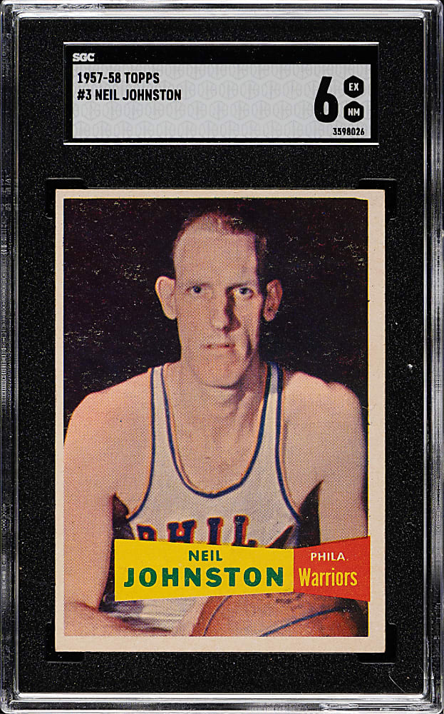 1957-1958 Topps Basketball #3 Neil Johnston Rookie SGC EX/NM 6