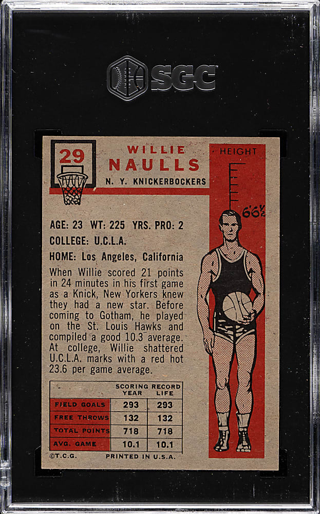 1957-1958 Topps Basketball #29 Willie Naulls SGC EX/NM 6