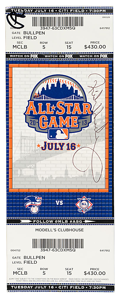 July 16, 2013 All-Star Game Full Ticket - Signed by Rickey Henderson