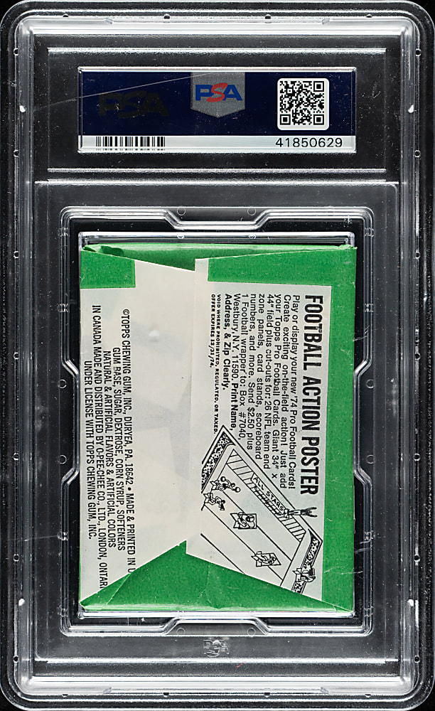 1974 Topps Football Unopened Wax Pack PSA NM-MT 8