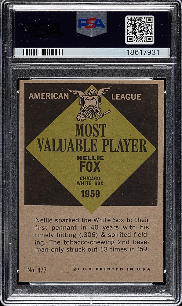 1961 Topps #477 Nellie Fox MVP PSA NM-MT 8