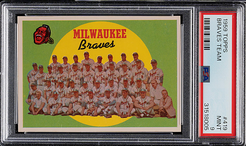 1959 Topps #419 Milwaukee Braves Team PSA MINT 9