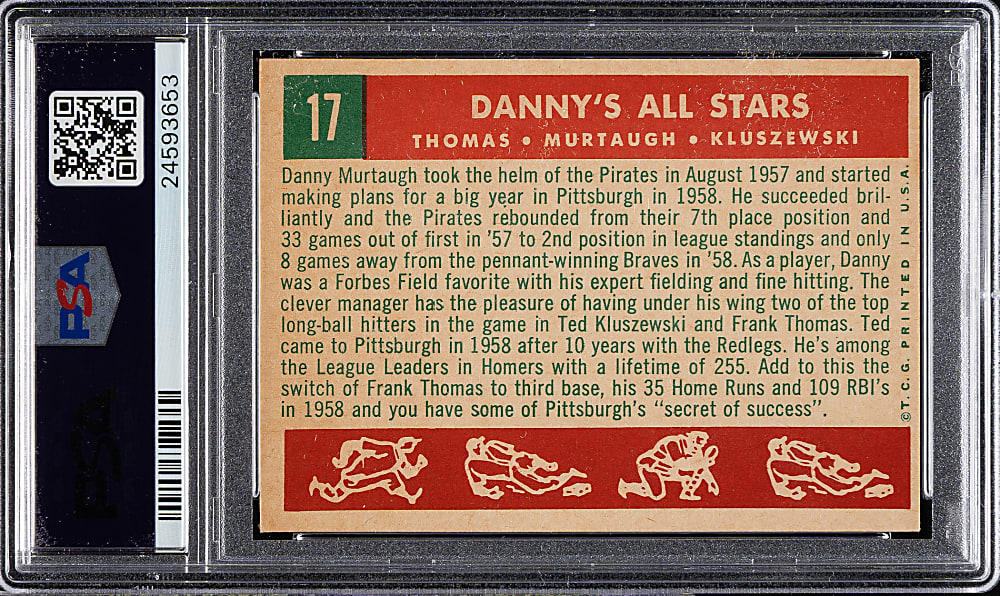 1959 Topps #17 Thomas/Murtaugh/Kluszewski PSA NM-MT 8
