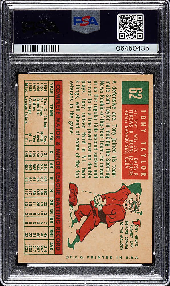 1959 Topps #62 Tony Taylor PSA MINT 9