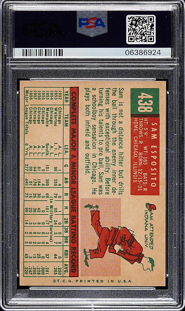 1959 Topps #438 Sam Esposito PSA MINT 9