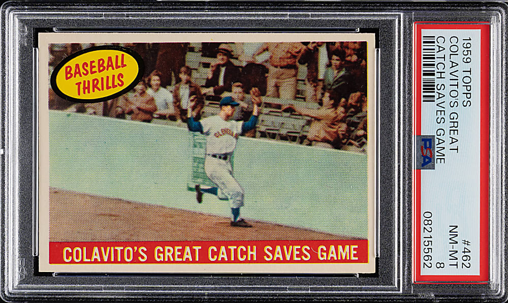 1959 Topps #462 Colavito's Great Catch PSA NM-MT 8