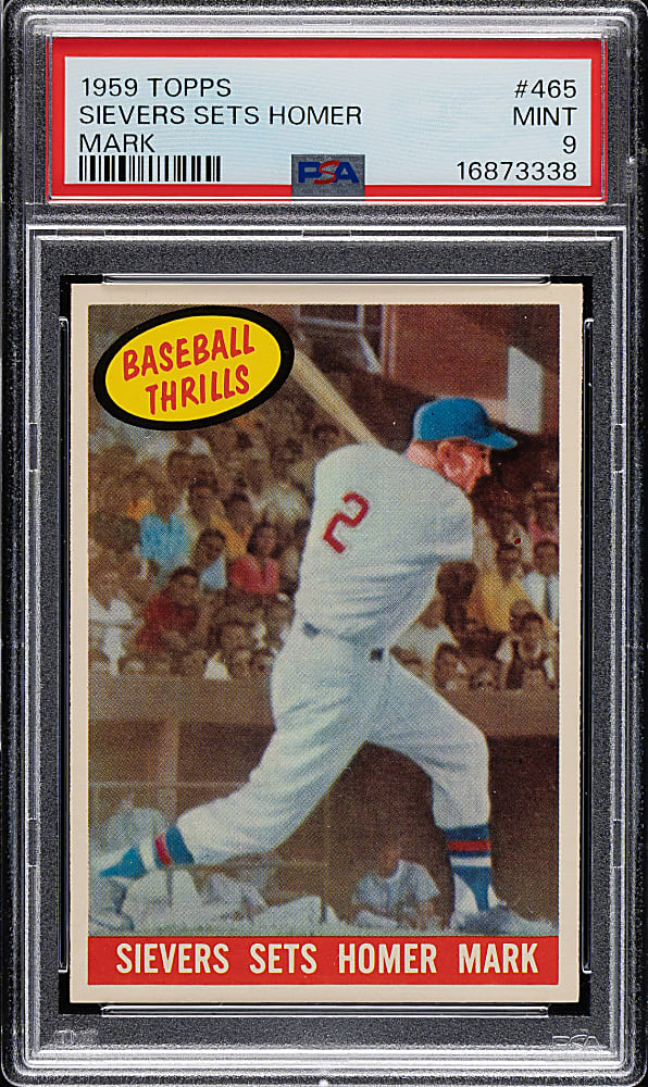 1959 Topps #465 Sievers Sets Homer Mark PSA MINT 9