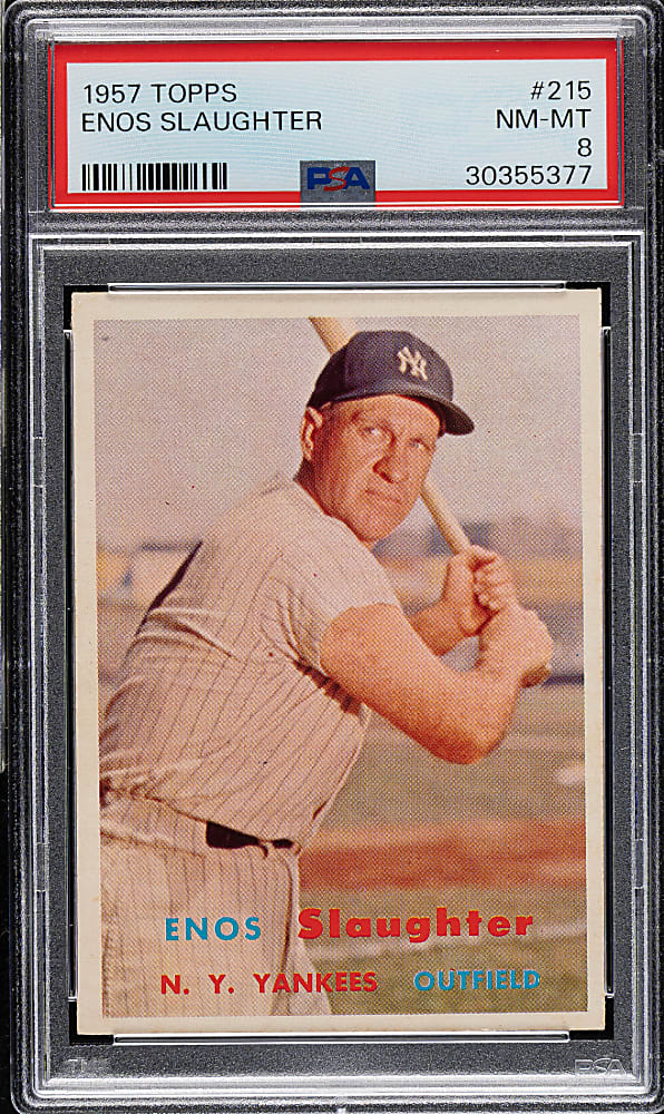 1957 Topps #215 Enos Slaughter PSA NM-MT 8