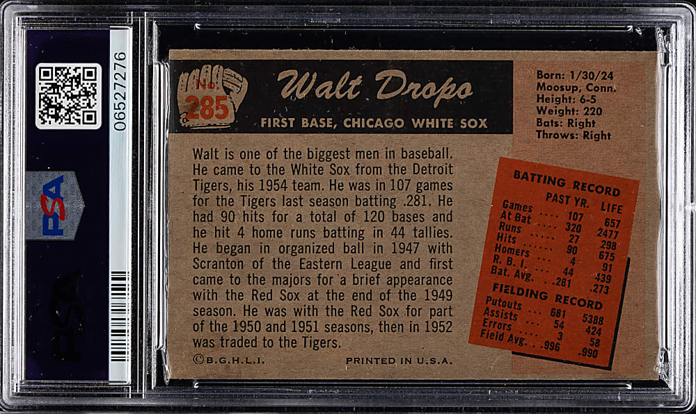 1955 Bowman #285 Walt Dropo PSA NM-MT 8
