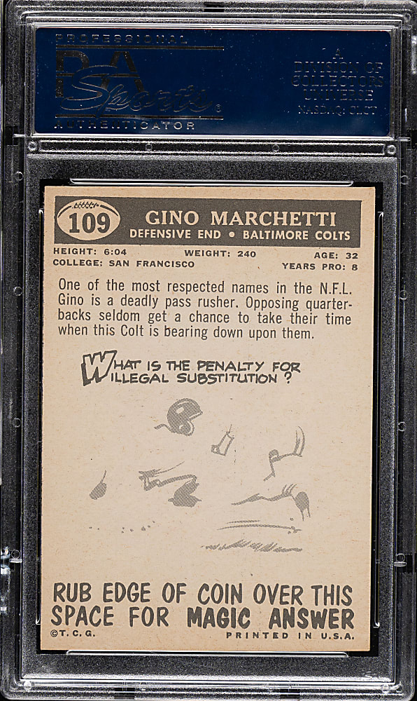 1959 Topps Football #109 Gino Marchetti PSA NM-MT 8