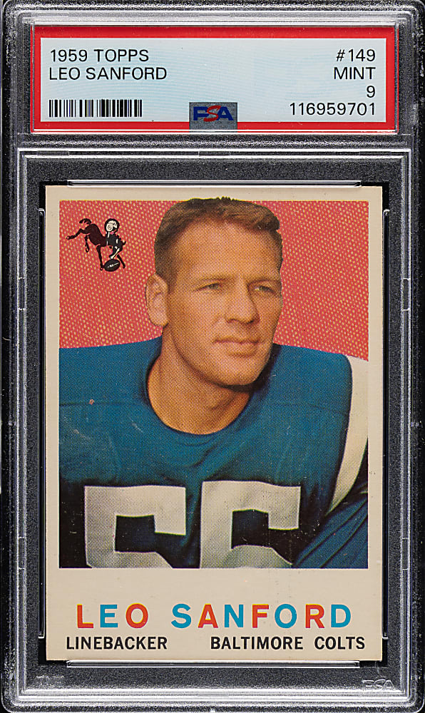 1959 Topps Football #149 Leo Sanford PSA MINT 9 - Highest Graded!