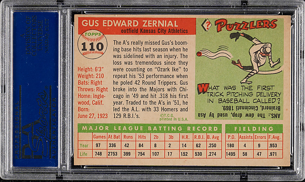 1955 Topps #110 Gus Zernial PSA NM-MT 8