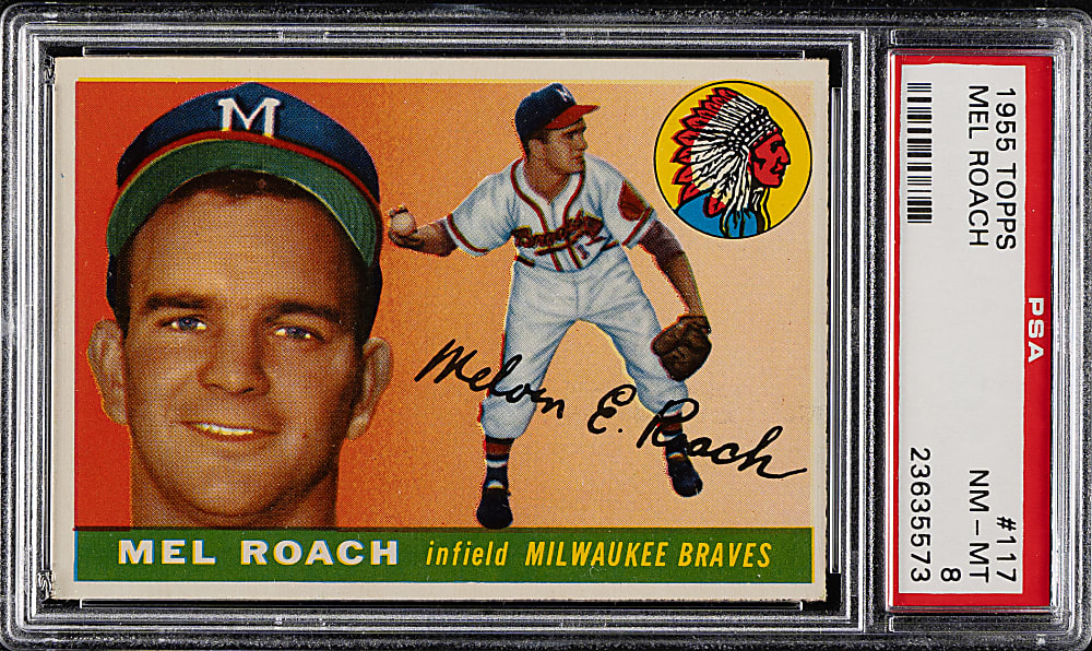 1955 Topps #117 Mel Roach PSA NM-MT 8