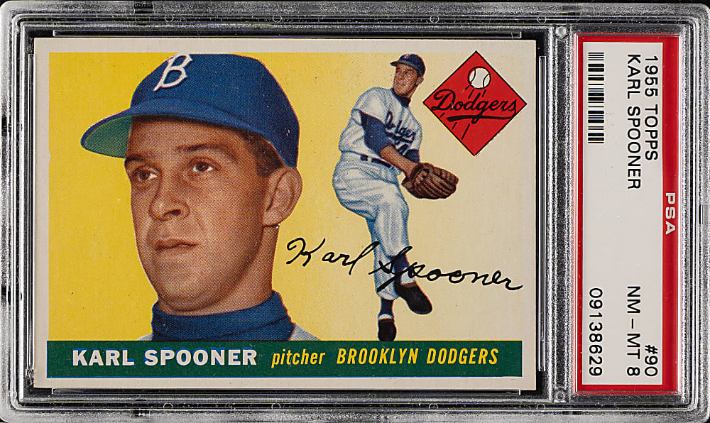 1955 Topps #90 Karl Spooner PSA NM-MT 8