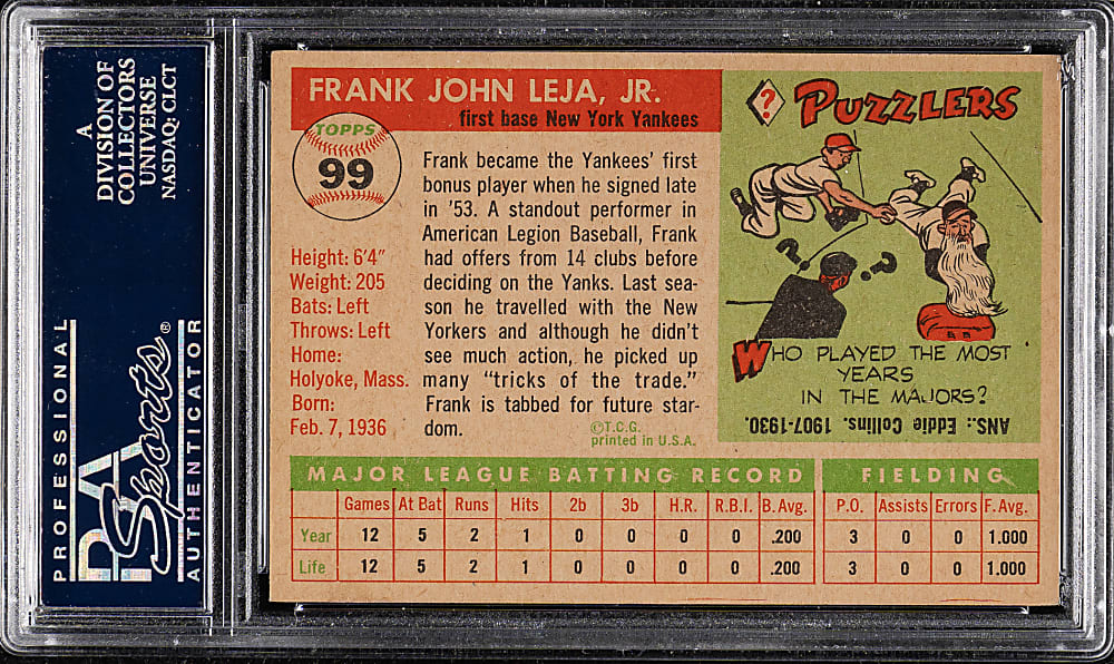 1955 Topps #99 Frank Leja PSA NM-MT 8