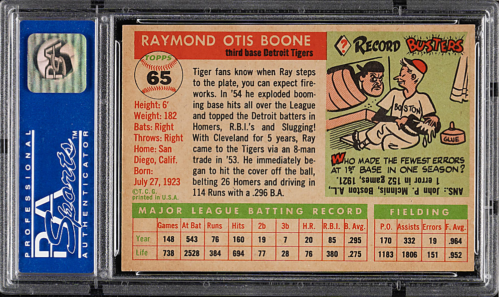 1955 Topps #65 Ray Boone PSA NM-MT 8