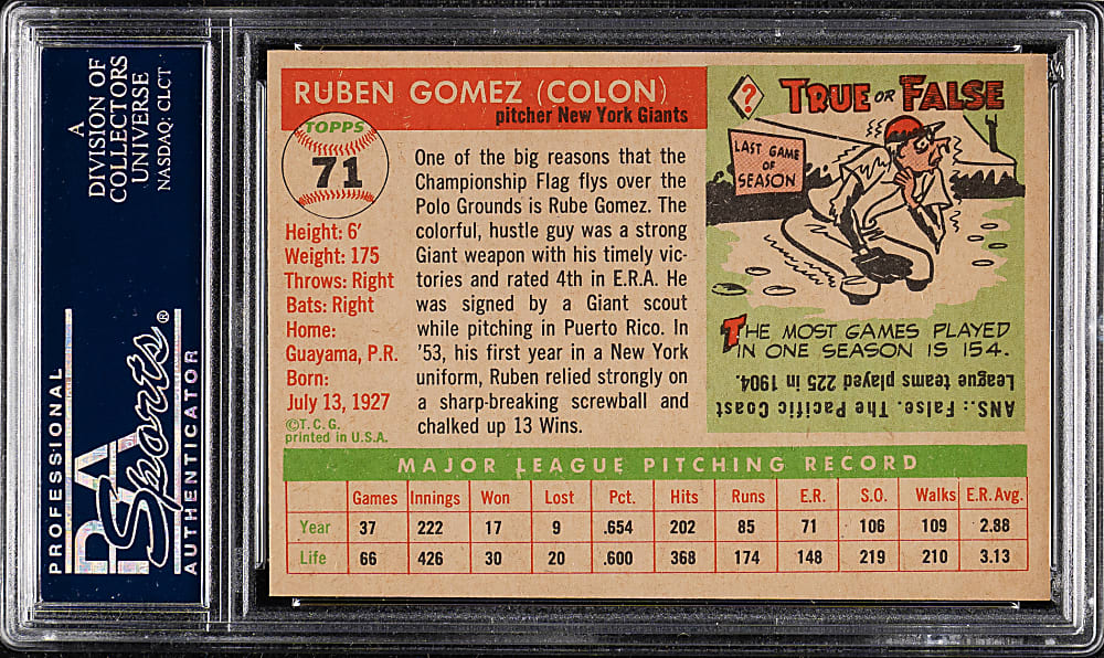 1955 Topps #71 Ruben Gomez PSA NM-MT 8