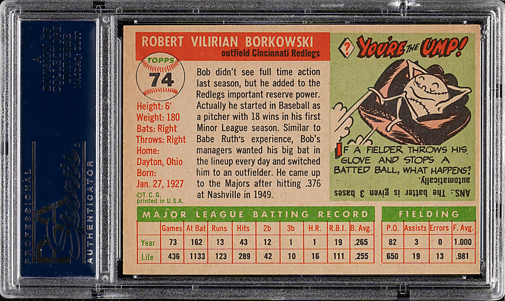 1955 Topps #74 Bob Borkowski PSA NM-MT 8
