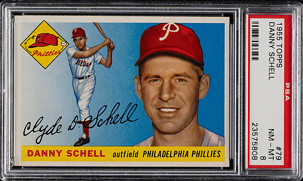 1955 Topps #79 Danny Schell PSA NM-MT 8