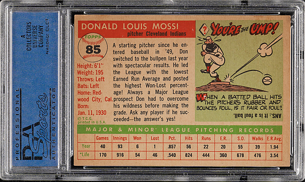 1955 Topps #85 Don Mossi PSA NM-MT 8