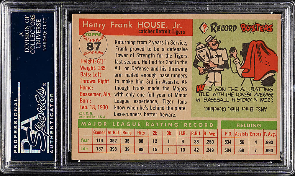 1955 Topps #87 Frank House PSA NM-MT 8