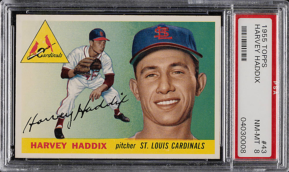 1955 Topps #43 Harvey Haddix PSA NM-MT 8