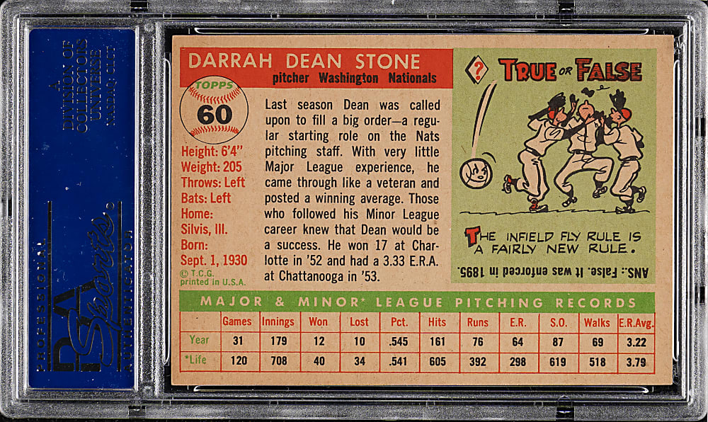 1955 Topps #60 Dean Stone PSA NM-MT 8