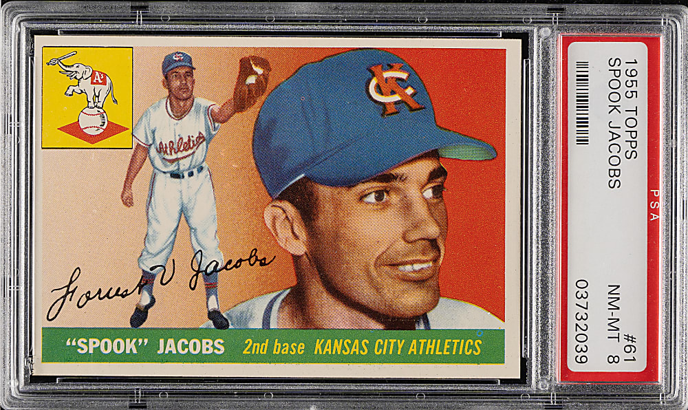1955 Topps #61 Spook Jacobs PSA NM-MT 8