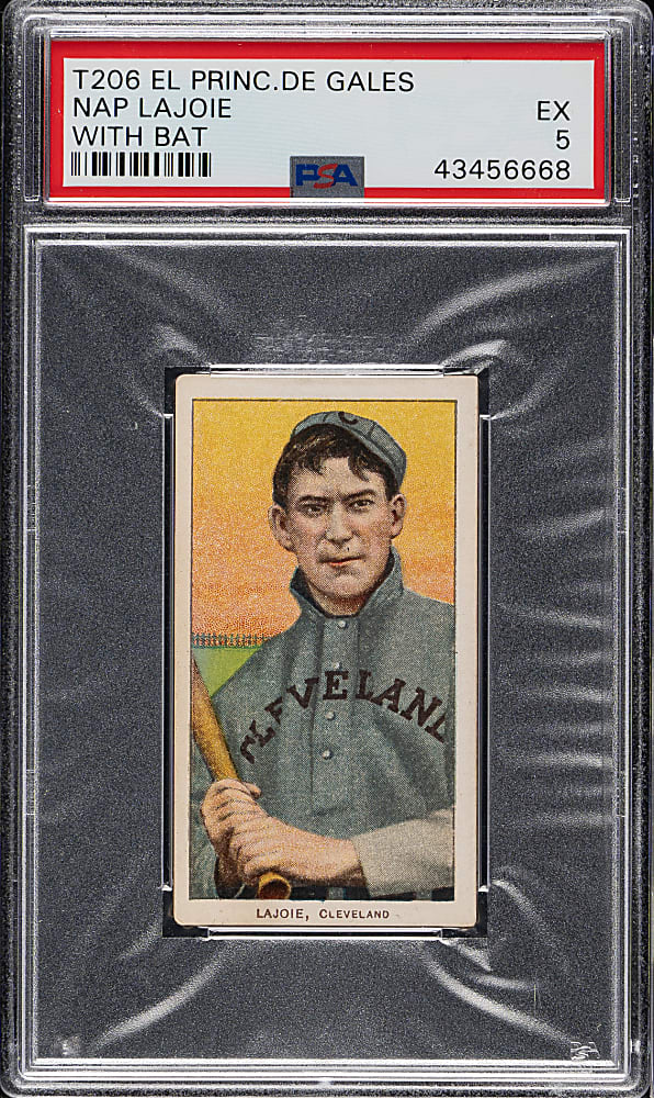 1909-1911 T206 White Border Nap Lajoie with Bat PSA EX 5 - El Principe De Gales Back