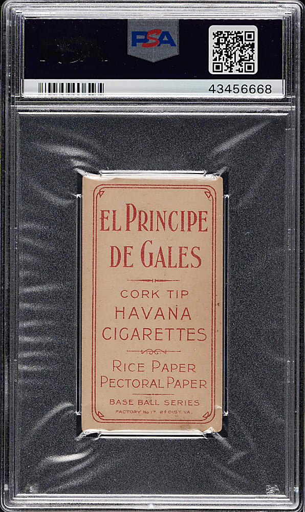1909-1911 T206 White Border Nap Lajoie with Bat PSA EX 5 - El Principe De Gales Back