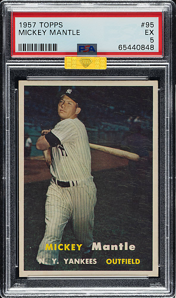 1957 Topps #95 Mickey Mantle PSA EX 5 (MBA Gold Diamond)