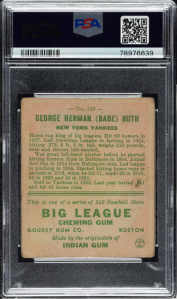 1933 R319 Goudey #149 Babe Ruth PSA GOOD 2