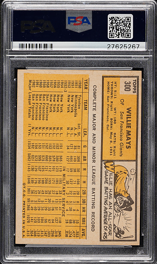 1963 Topps #300 Willie Mays PSA NM-MT+ 8.5
