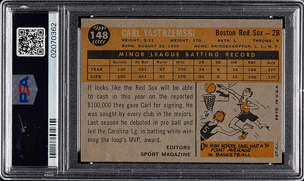 1960 Topps #148 Carl Yastrzemski Rookie PSA MINT 9