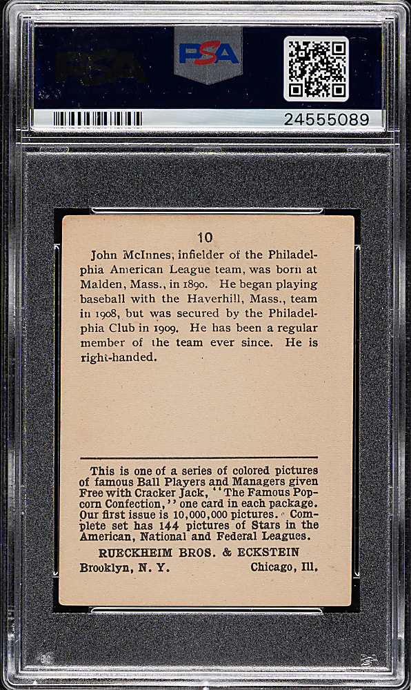 1914 E145 Cracker Jack #10 John McInnis PSA VG-EX 4