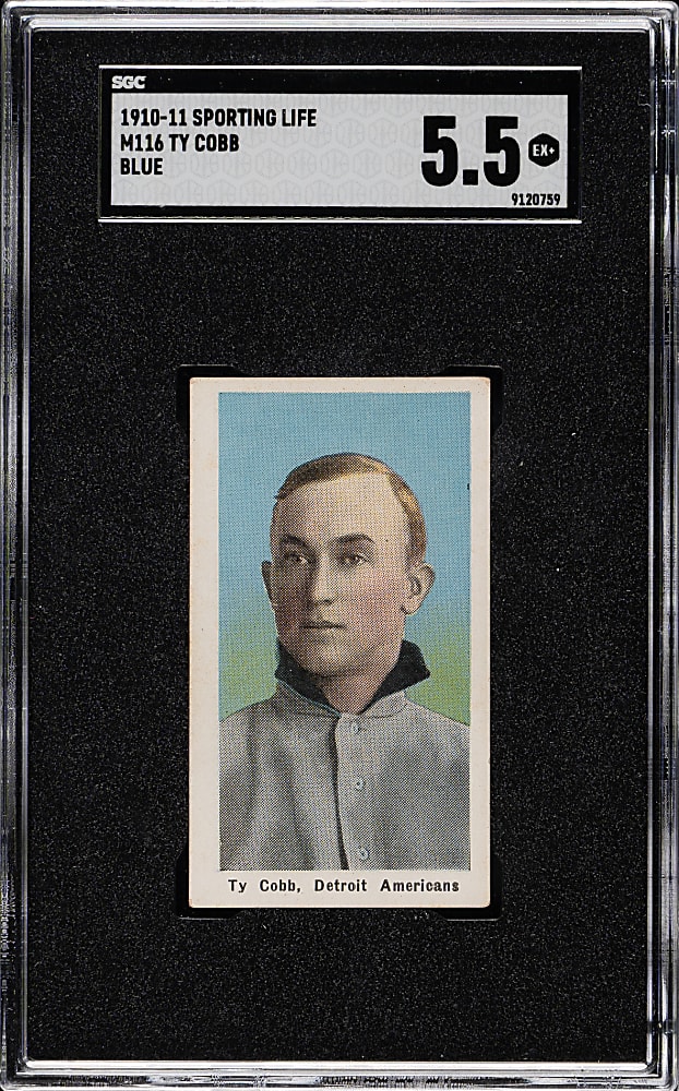 1910-1911 M116 Sporting Life Ty Cobb Blue Background SGC EX+ 5.5
